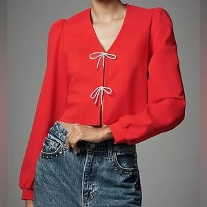 Dolan Rhinestone Bow Front Cardigan